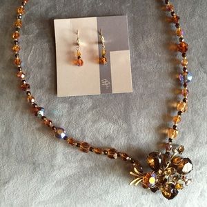 Handmade beaded necklace with vintage brooch